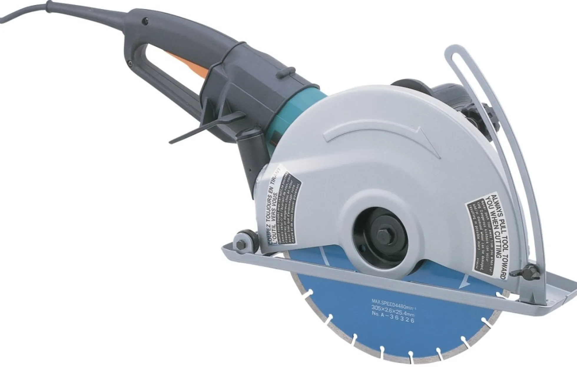 Makita diamantskæremaskine 4112HS, 2400 W, 5.000 omdrejninger/min, 100 mm skæredybde, 305/25,4 mm diameter