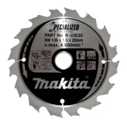 Makita rundsavklinge, Ø136/20 mm, 16 tænder, cordless, HM til træ