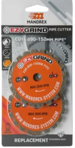 Mandrex EzyGrind skæreskive til rørskærer, Ø90-150mm, pakke á 2 stk.