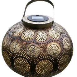 Marrakech lanterne, solcelle, Ø230 mm, 250 mm, i metal, brun
