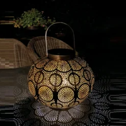 Marrakech lanterne, solcelle, Ø230 mm, 250 mm, i metal, brun