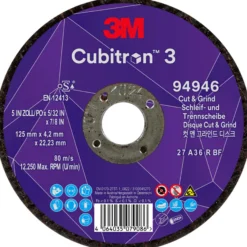 3M Cubitron™ III skære- og skrubskive, 125 mm x 4,2 mm, til stål/rustfrit stål, 22,2 mm hul
