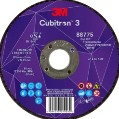3M Cubitron III skæreskive, 125 mm x 2 mm, 22,23 mm hul, plan, T41, til stål/rustfrit stål