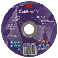 3M Cubitron III skæreskive, 125 mm x 2 mm, 22,23 mm hul, plan, T41, til stål/rustfrit stål