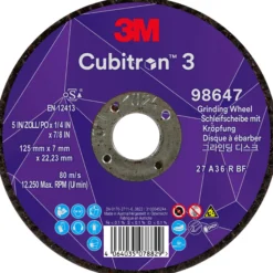 3M™ Cubitron™ III skrubskive, 125 mm x 7 mm, forsænket midte, til stål og rustfrit stål