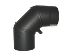 Metalbestos 80 mm knærør, 90° x 1 mm m/smig, m/renseklap, sort