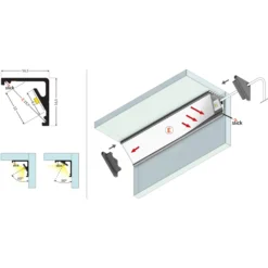 2 meter aluprofil med hjørne og LED skinne, sort anodiseret - CABI12 E
