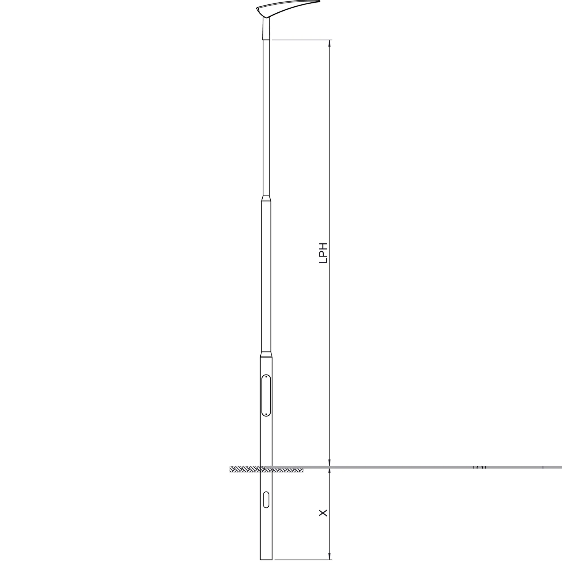 5,0 meter Bertlet mast for nedgravning, 0,6 meter for top