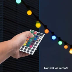7 meter LED lyskæde, 15 RGB pærer, 0.5W/pære, med fjernbetjening - RGB