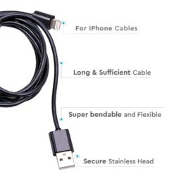 1,5 meter sort MFi Lightning kabel - 2A, Apple certificeret, holdbart design