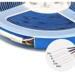 5 meter 16W/m RGB+CCT COB-LED strip RA90, 24V DC, IP20