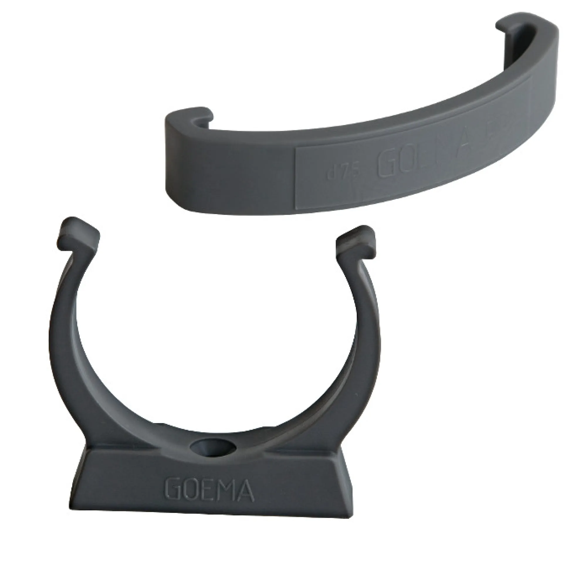 Ø40 mm grå klemrørbærer, PP med clips