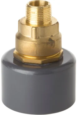 90/63 mm x 1.1/2" murkobling med nippel, PVC/messing