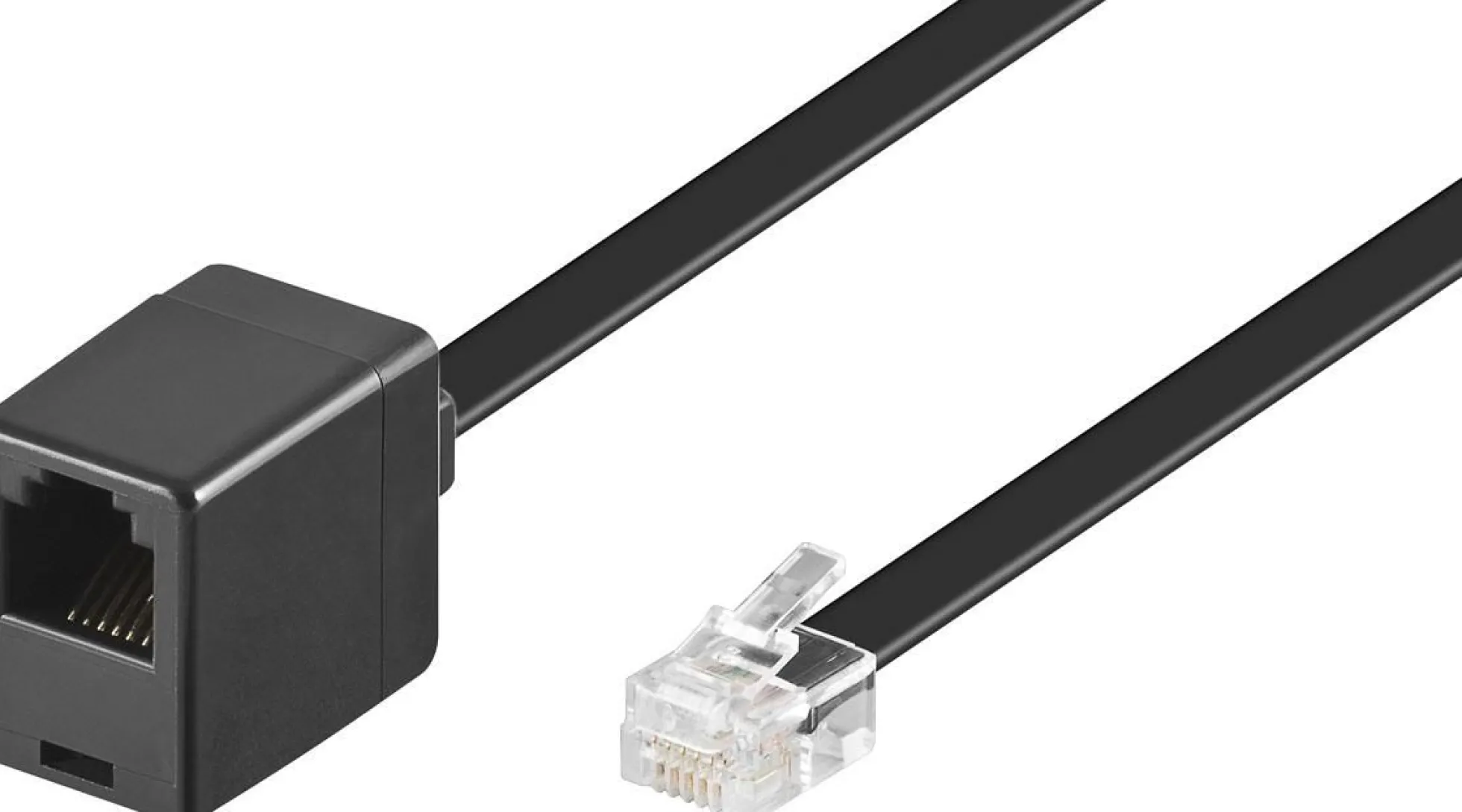 Modulært lige kabel, RJ12 6C/6P, 3 meter, sort, han - hun - MicroConnect