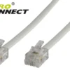 Modulært lige RJ12 kabel, 6C/6P, 2 meter, hvid - MicroConnect