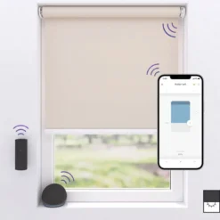 MotionBlinds trådløst/motoriseret rullegardin, mørklægning, Bluetooth, sand, komplet