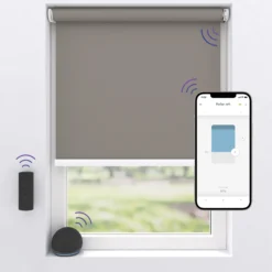 MotionBlinds trådløst/motoriseret rullegardin, mørklægning, Bluetooth, grå, komplet