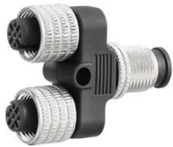 M12 stik, Y-konfiguration, 5-polet, 1 han, 2 hun