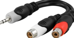 Multimedie-adapter 3,5 mm han til 2 x phono (RCA) hun - DELTACO