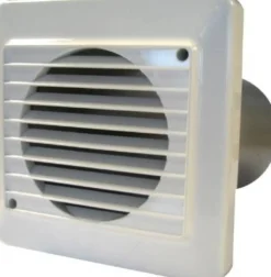Murrør, Ø100 mm, m. udv. gitter, til ventilator