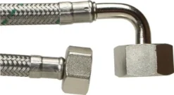 NEOFLEX® – Tilslutningsslange med rustfri flet, omløbere og én vinklet ende, ½" x ¾"