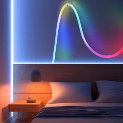 Neon Flex Rope, 5 meter, RGBIC, LED strip i vævet reb, Wifi, Bluetooth, USB, IP67, inkl. fjenbetjening og controller