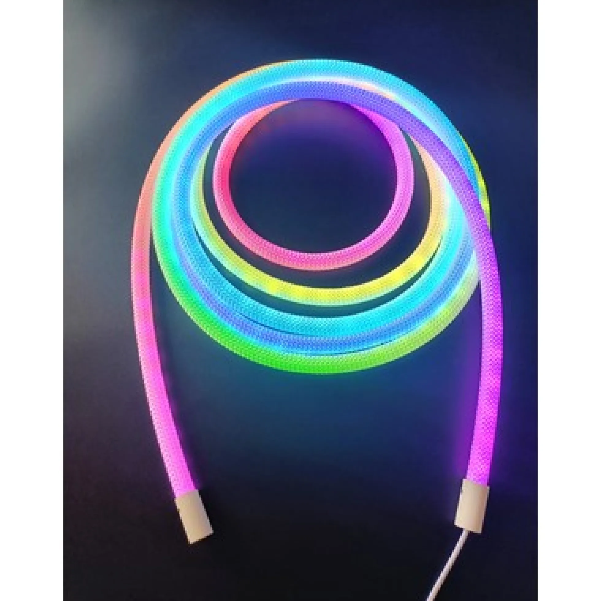 Neon Flex Rope, 5 meter, RGBIC, LED strip i vævet reb, Wifi, Bluetooth, USB, IP67, inkl. fjenbetjening og controller