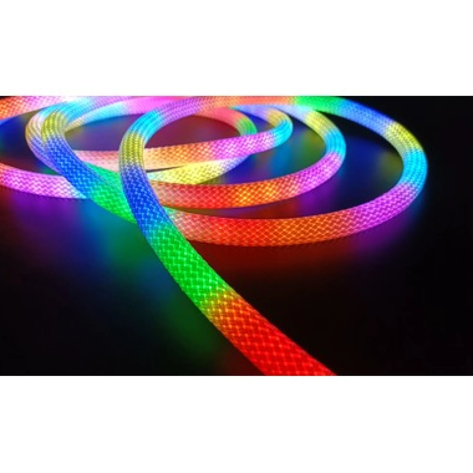 Neon Flex Rope, 5 meter, RGBIC, LED strip i vævet reb, Wifi, Bluetooth, USB, IP67, inkl. fjenbetjening og controller