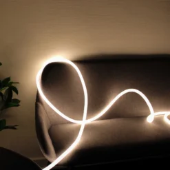 Neon indretningssæt, 10 meter, varm hvid LED strip, D16, 8W/m, 230V, 350lm/m, IP67