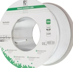 Netværkskabel UTP installationskabel, Cat6, LSZH, 100 meter, hvid