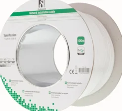 Netværkskabel U/UTP installationskabel, Cat5e, 100 meter rulle, hvid