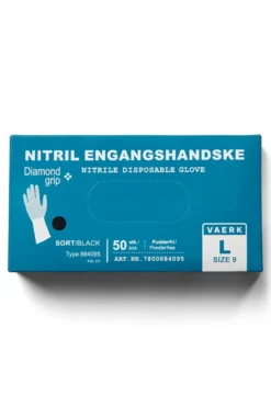 Nitril engangshandske diamond, sort, pudderfri, 50 stk.