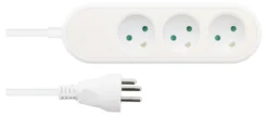 Nordic Quality Power 3-vejs stikdåse med jord, 1,5 meter ledning, hvid