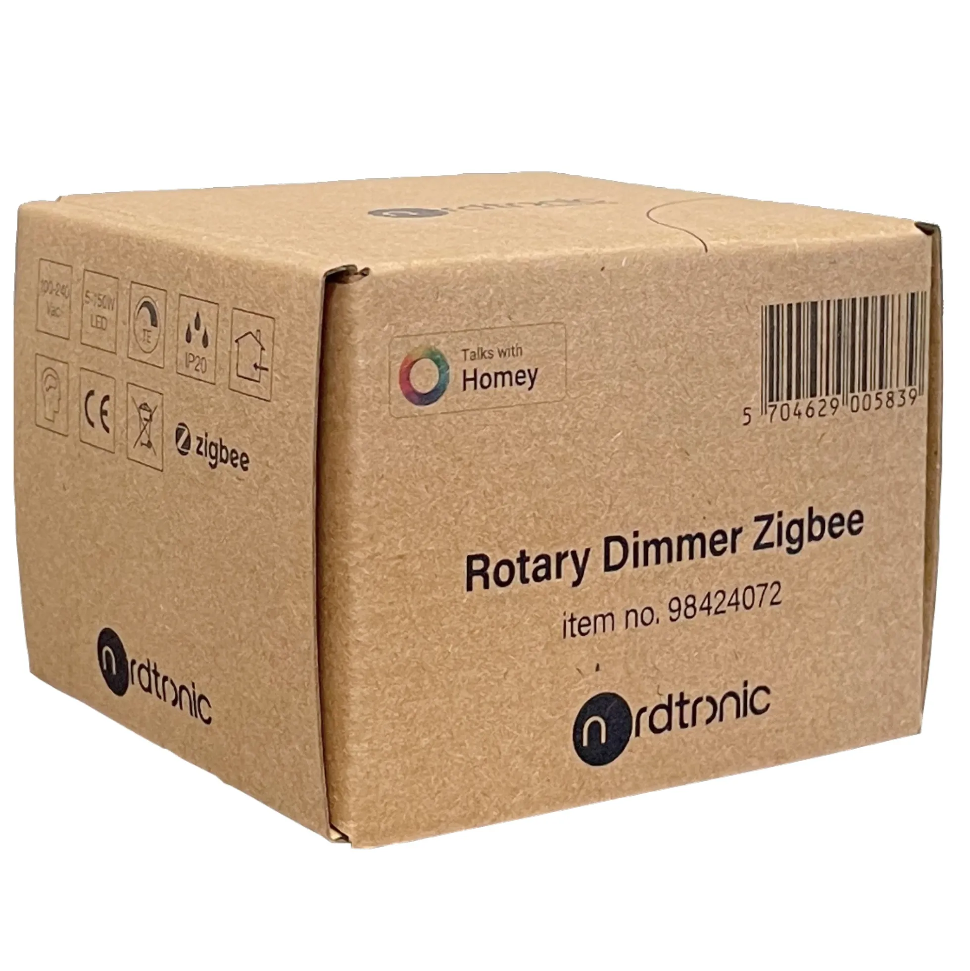 Nordtronic Rotary Dimmer Zigbee, LED drejelysdæmper til LK FUGA, 150W, Philips Hue, Homey, hvid