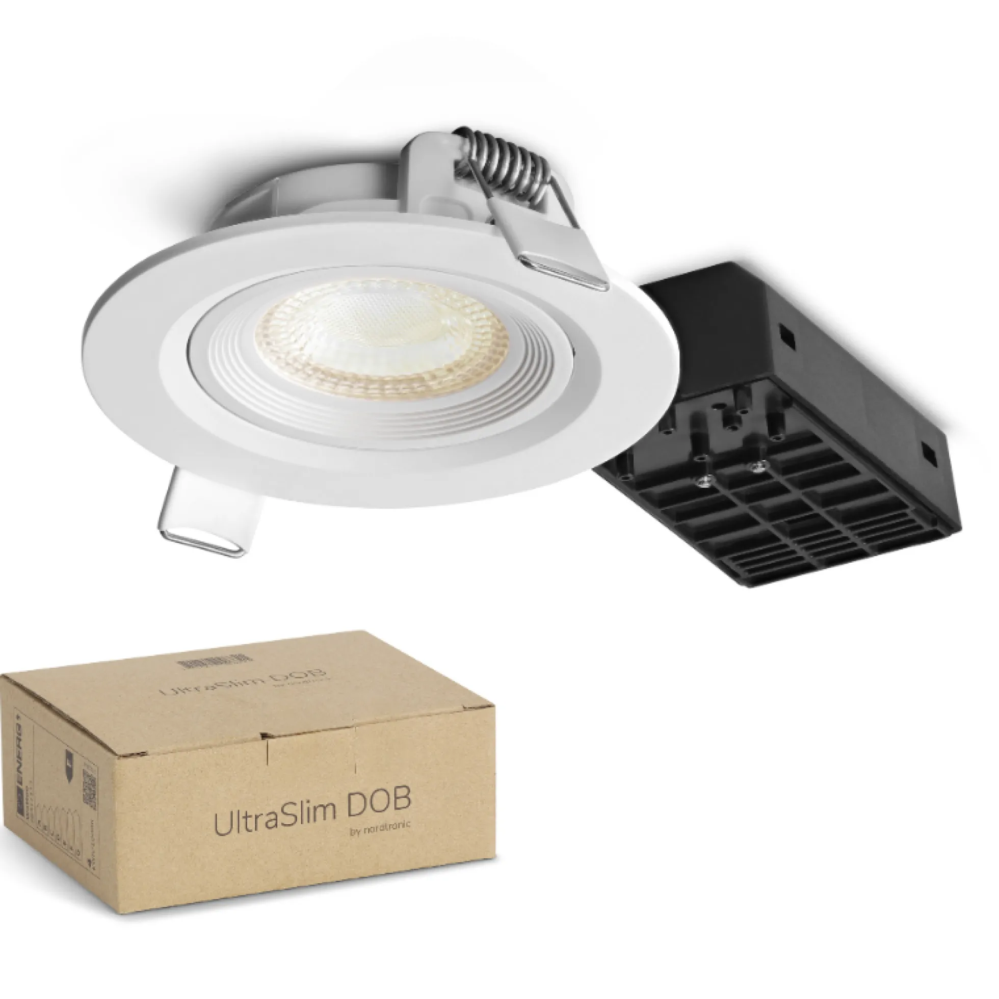 Nordtronic UltraSlim DOB indbygningsspot, komplet inkl. driver og lyskilde, 3,7W, 3000K, 370lm, hvid (mat)
