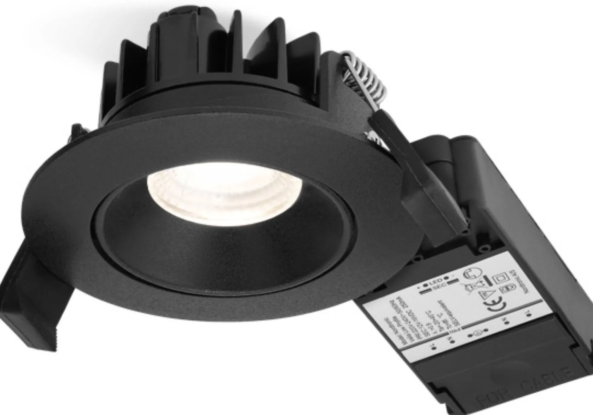 Nordtronic Velia Low Profile indbygningsspot, 230V, 5W, 2700K, CRI>95 rund, mat sort