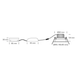 Nordtronic Velia Tilt LED indbygningsspot 230V, 30° kip, 2700K, IP44, 650lm, sort (mat)