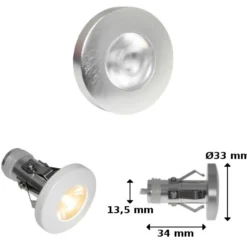 Nordtronic Viola Mini, lille LED-spot til indbygning, 2W / 30° / 2700K / dæmpbar