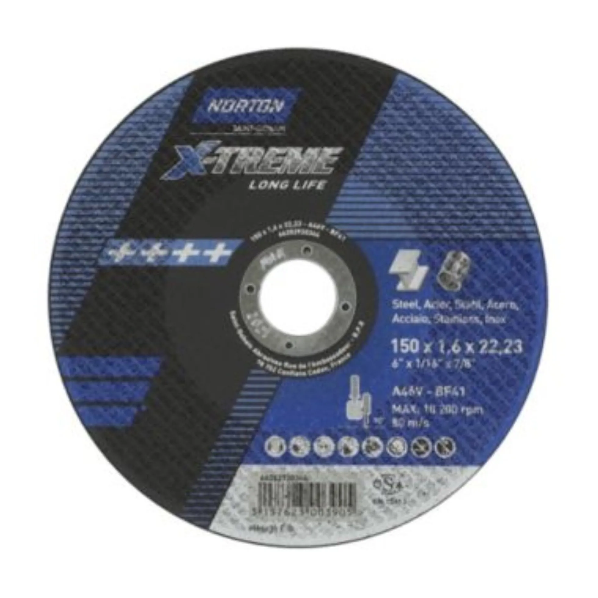 Norton Skæreskive 150x1,6x22,23mm A46V-T41 NOR-X-Treme life