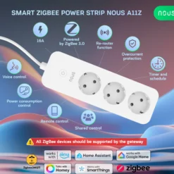 Nous A11Z Smart Zigbee Power Strip, stikdåse m. 3 udtag
