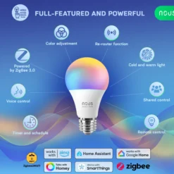 Nous P3Z E27 Smart Pære, RGB, 810lm, Zigbee