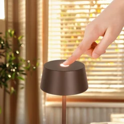 Opladelig LED bordlampe, brun, touch dæmpbar, IP54, 3000K, 3W - Dæmpbar