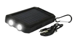 Outdoor powerbank med solcellepanel, 10.000 mAh