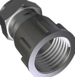 Overgang 1/2" - 10 mm, med muffe, forkromet