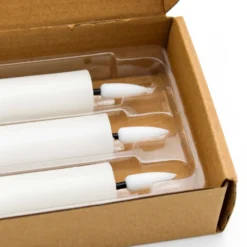 3-pak hvide LED stearinlys med flammeeffekt, Ø2,2cm, højde: 24,5cm, fjernbetjening og timer