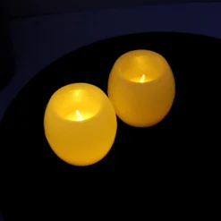 2-pak LED kugle stearinlys med flammeeffekt - Ø5 cm, 6 cm høj, lavet af ægte stearin