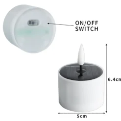 6-pak LED solcelle stearinlys, Ø5cm, 6,4cm høj, IP44 udendørs