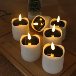 6-pak LED solcelle stearinlys, Ø5cm, 8cm høj, IP44 udendørs