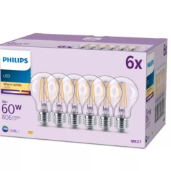 Philips Classic E27 LED-pære, mat, 806lm, 2700K, 7W - 6 pak