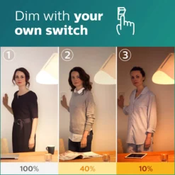 Philips SceneSwitch E27-pære, 806lm, mat, 2200-2700K, 80Ra, 7,5W